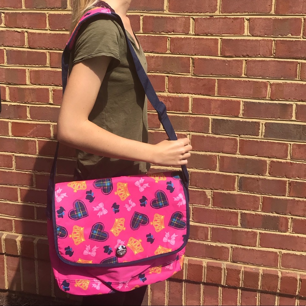 Pink/Navy 3 Design Single Strap Backpack